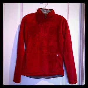 North Face Fleece 1/4 Zip Red S TeddyBear Pullover